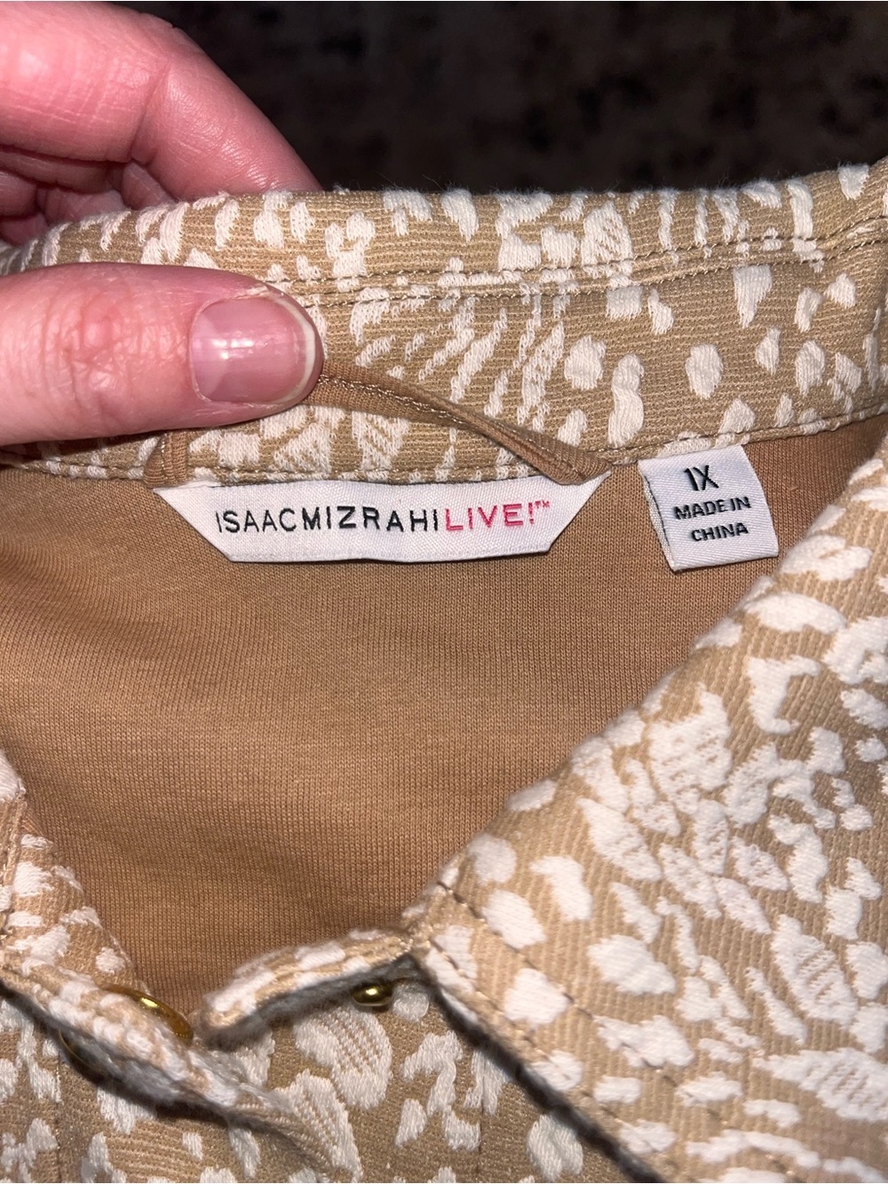 Isaac Mizrahi Beige and White animal Print Jacket woman’s size 1X - Picture 2 of 5